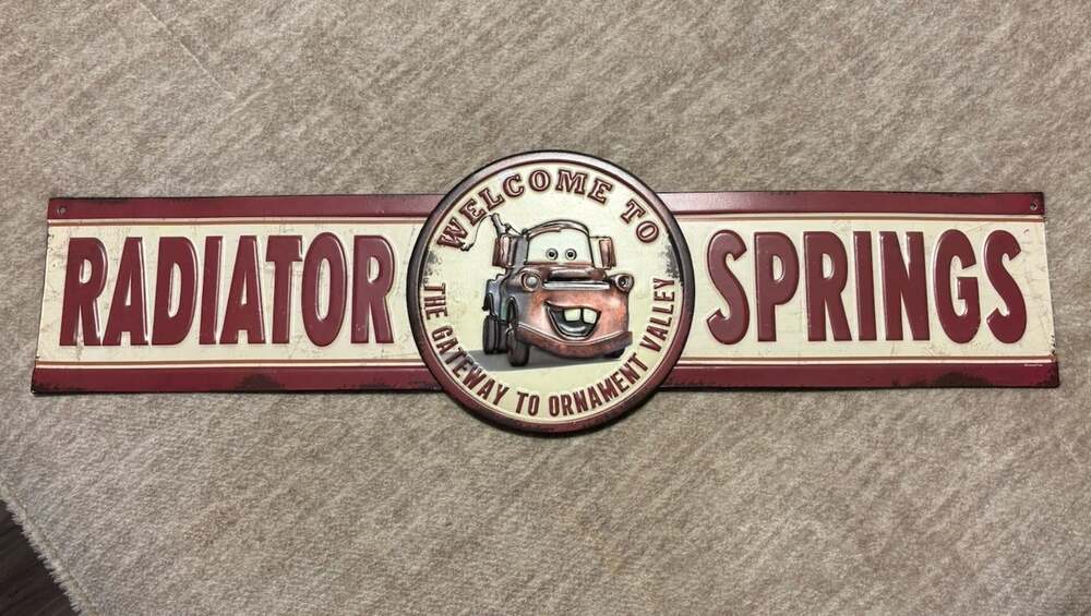 Disney Pixar Cars Tow Mater Welcome to Radiator Springs Metal Sign NWT 22 in